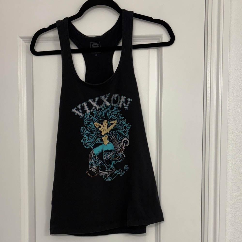 DIXXON Black Tank Top with Blue Graphic